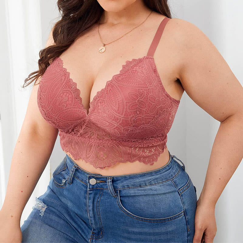 Sexy Deep V Neck Lace Wireless Bra