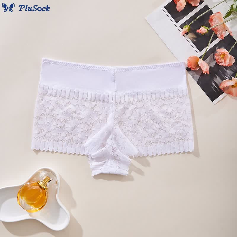 Plus Size Sexy High Waist Floral Lace Panty(3 Packs)