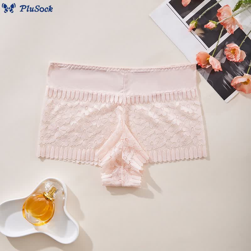 Plus Size Sexy High Waist Floral Lace Panty(3 Packs)