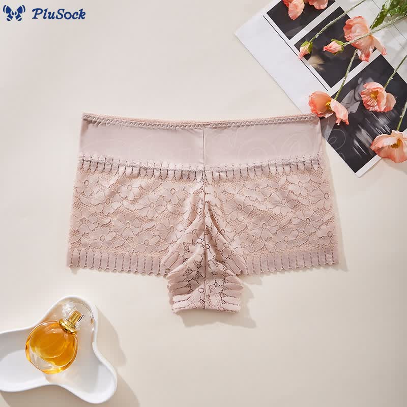 Plus Size Sexy High Waist Floral Lace Panty(3 Packs)