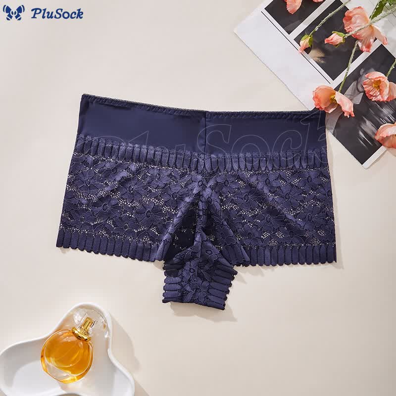 Plus Size Sexy High Waist Floral Lace Panty(3 Packs)