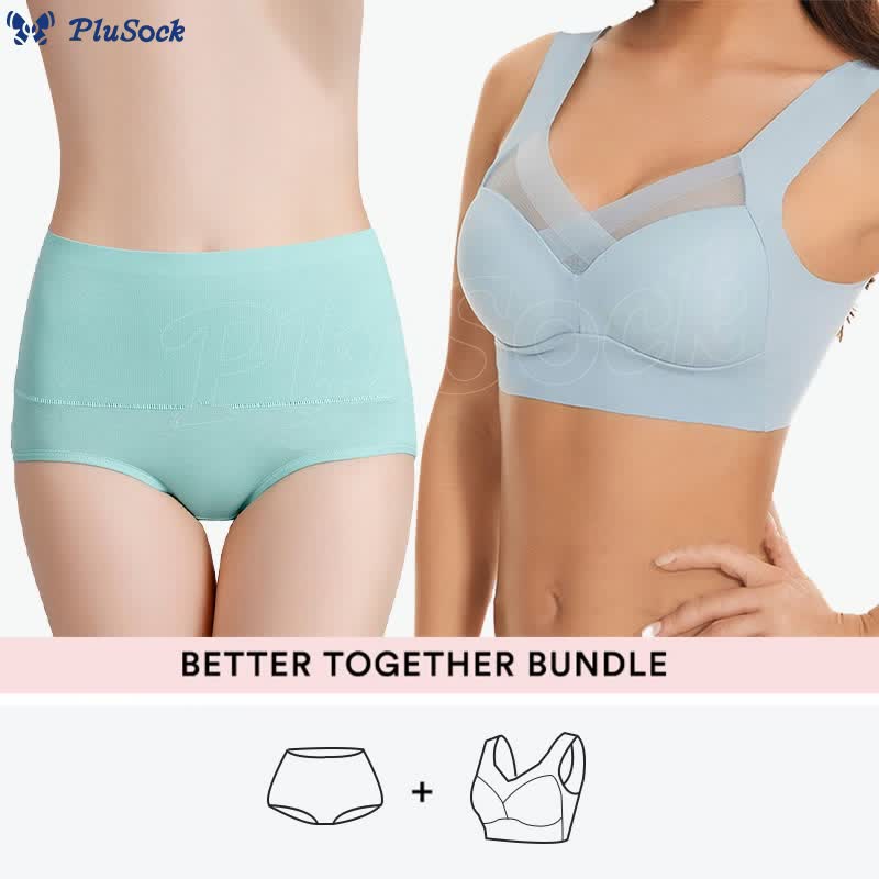 Bundle Plus Size Wireless Bras +High Waist Panty