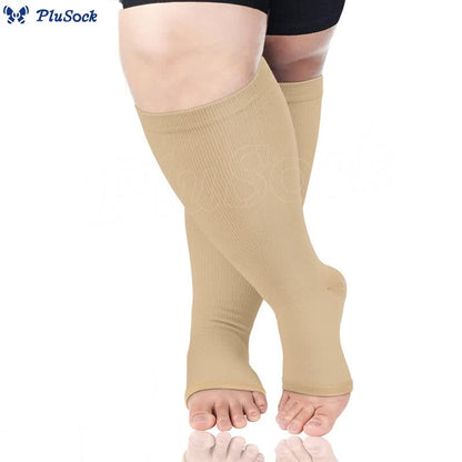 Bundle Plus Size Thigh High + Open Toe Compression Socks