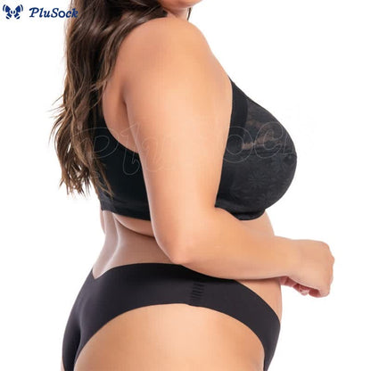 Plus Size Front Buckle Lace Wireless Bra