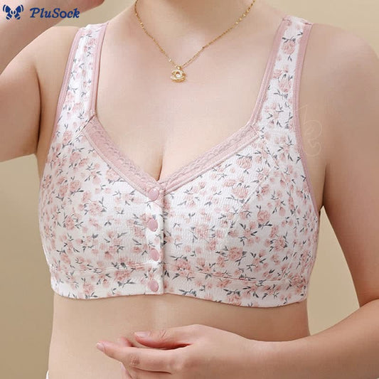 Plus Size Thin Floral Front Buckle Wireless Bra(3 Packs)