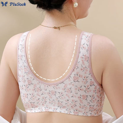 Plus Size Thin Floral Front Buckle Wireless Bra(3 Packs)