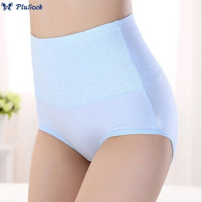 Plus Size High-waisted Cotton Printed Panty(3 Packs)