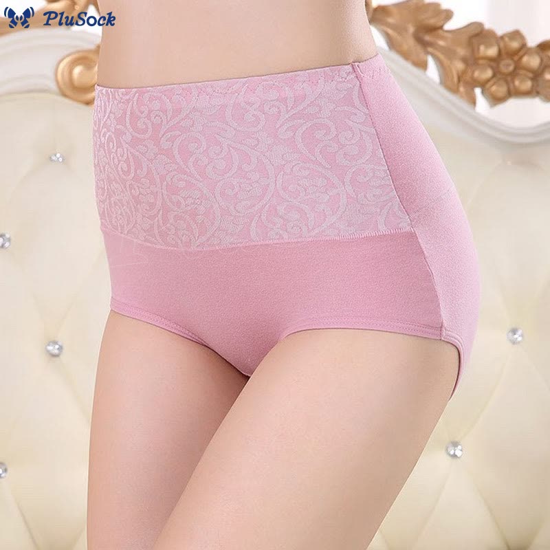 Plus Size High-waisted Cotton Printed Panty(3 Packs)