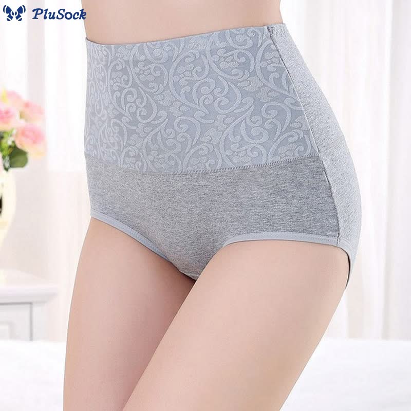 Plus Size High-waisted Cotton Printed Panty(3 Packs)