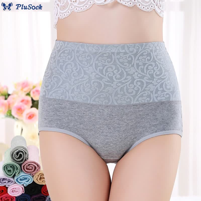 Plus Size High-waisted Cotton Printed Panty(3 Packs)