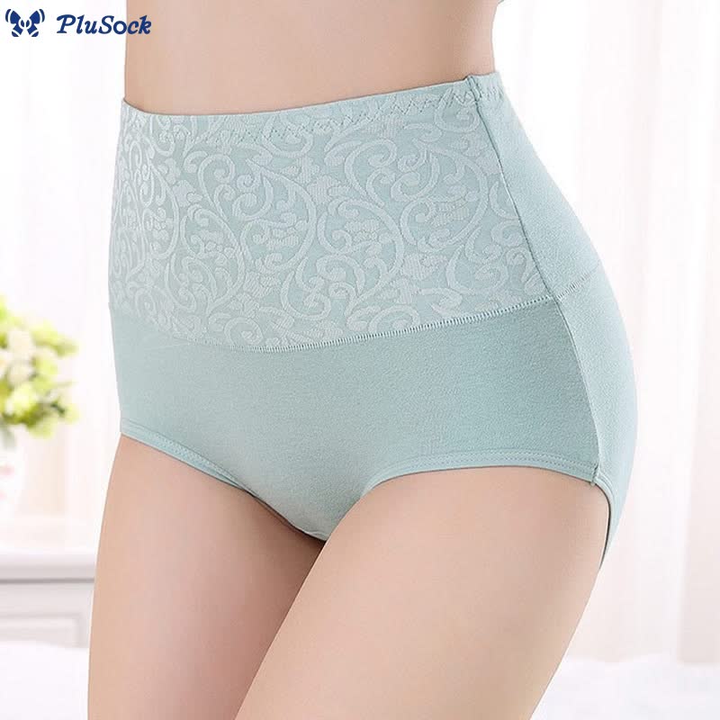 Plus Size High-waisted Cotton Printed Panty(3 Packs)