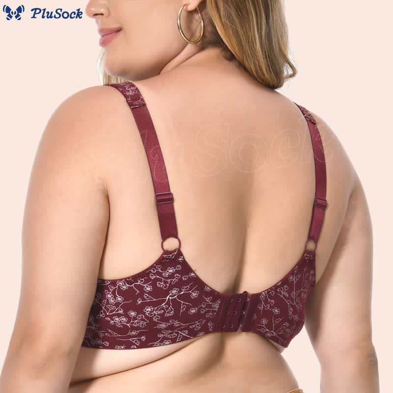 Plus Size Floral Print Wireless Bra