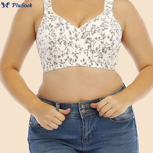 Plus Size Floral Print Wireless Bra