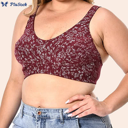 Plus Size Floral Print Wireless Bra