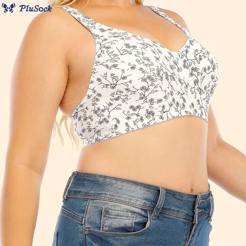 Plus Size Floral Print Wireless Bra