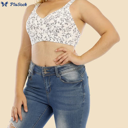 Plus Size Floral Print Wireless Bra