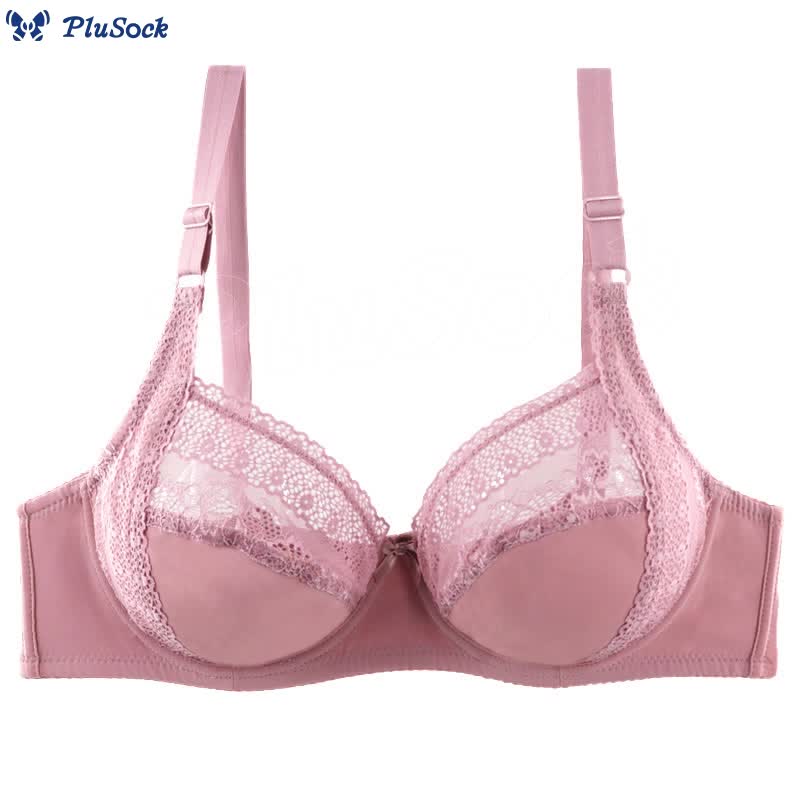 Plus Size Thin Adjustable Lace Patchwork Underwire Bra