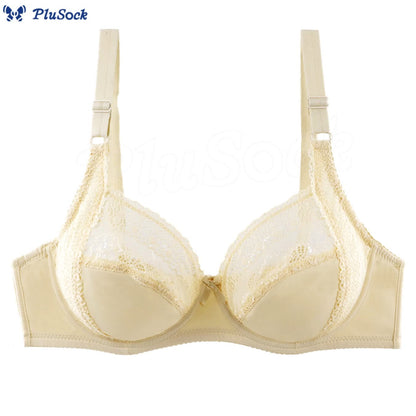 Plus Size Thin Adjustable Lace Patchwork Underwire Bra