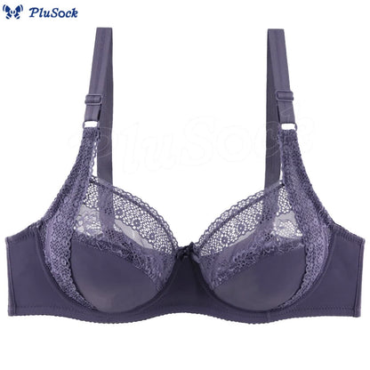 Plus Size Thin Adjustable Lace Patchwork Underwire Bra