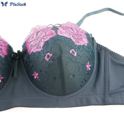 Sexy Embroidered Half Cup Underwire Bra