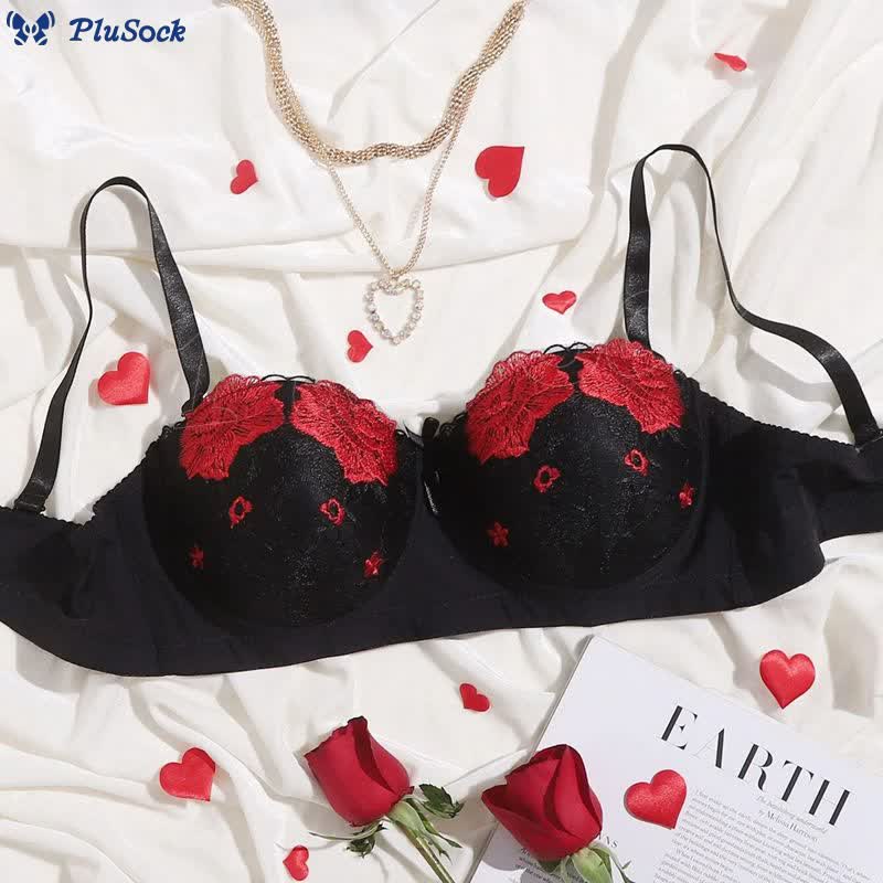 Sexy Embroidered Half Cup Underwire Bra