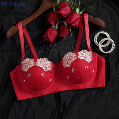 Sexy Embroidered Half Cup Underwire Bra