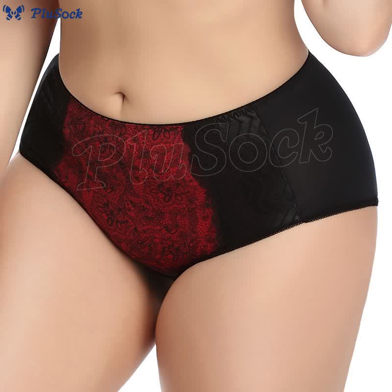 Plus Size Sexy Floral Print Lace Panty