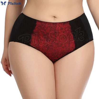 Plus Size Sexy Floral Print Lace Panty