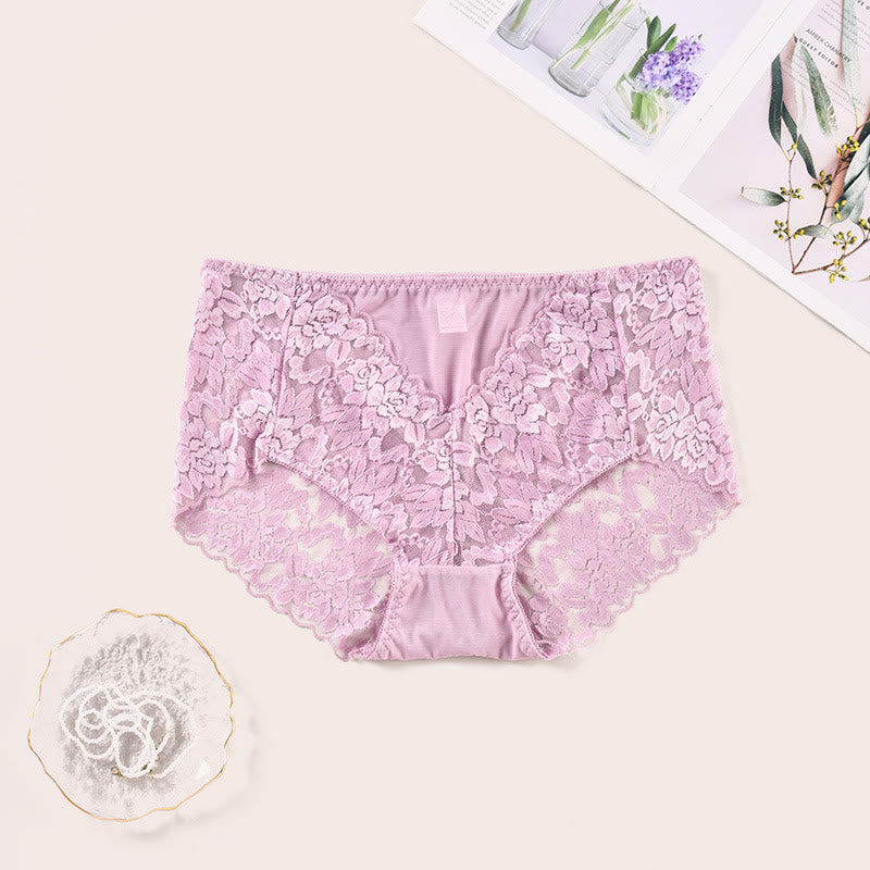 Plus Size Sexy Soft Mid Rise Lace Panty(3 Packs)