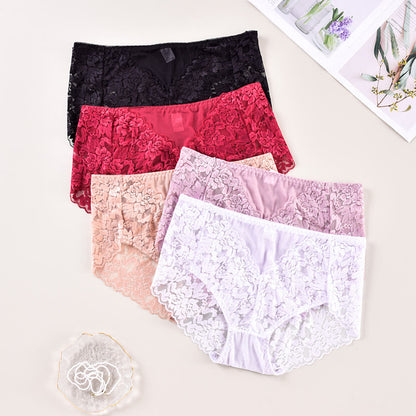 Plus Size Sexy Soft Mid Rise Lace Panty(3 Packs)