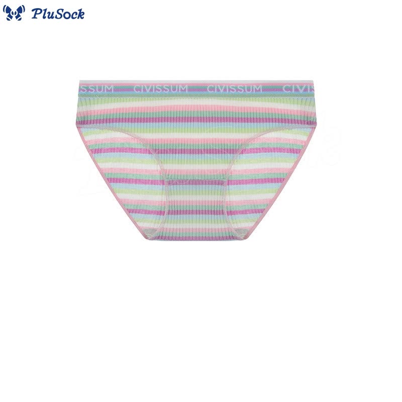 Plus Size Low Waist Colorful Striped Cotton Panty(3 Packs)