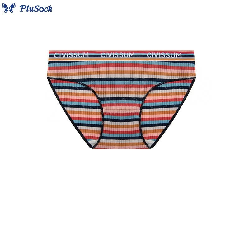 Plus Size Low Waist Colorful Striped Cotton Panty(3 Packs)