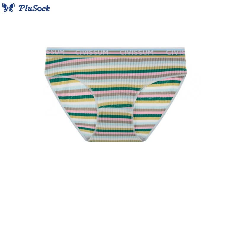 Plus Size Low Waist Colorful Striped Cotton Panty(3 Packs)