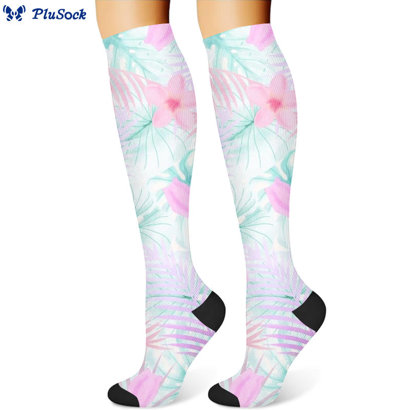 Flowers Leaves Compression Socks(3 Pairs)