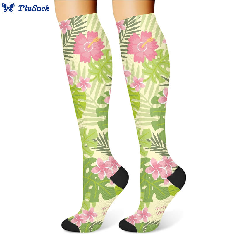 Flowers Leaves Compression Socks(3 Pairs)