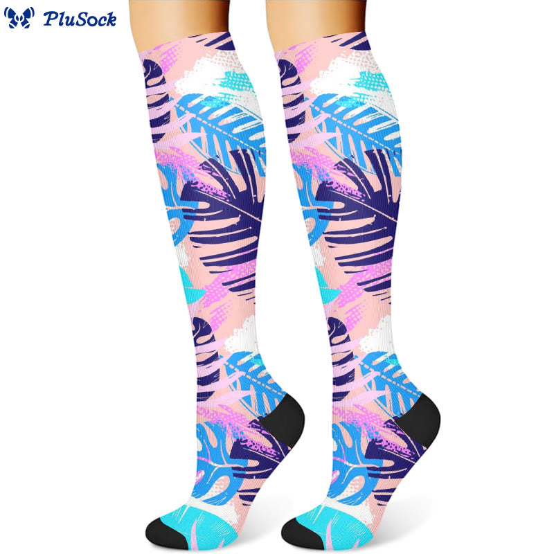 Flowers Leaves Compression Socks(3 Pairs)