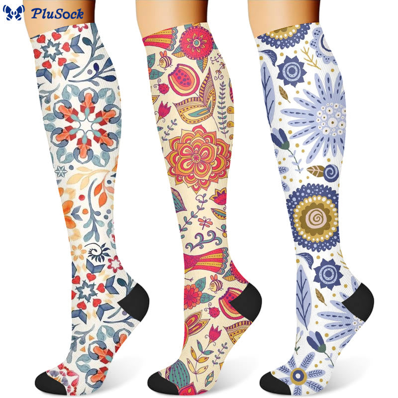 Flowers Bloom Compression Socks(3 Pairs)