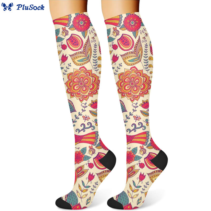 Flowers Bloom Compression Socks(3 Pairs)