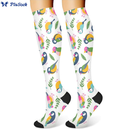 Bird Flower Compression Socks(3 Pairs)