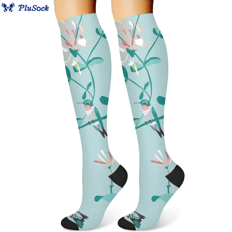 Bird Flower Compression Socks(3 Pairs)