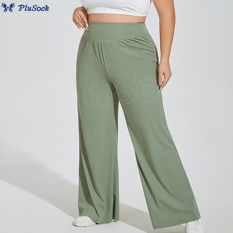 Plus Size High Waist Yoga Wide Leg Fitness Pants