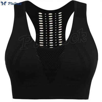 Plus Size Hollow Back See-through Sports Wireless Bra