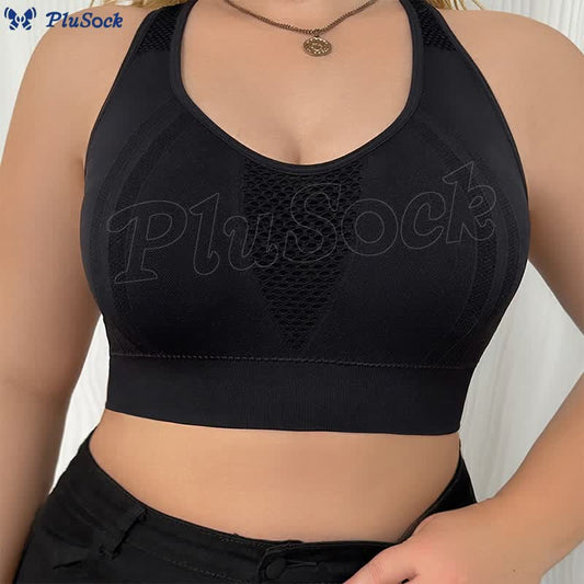 Plus Size Hollow Back See-through Sports Wireless Bra