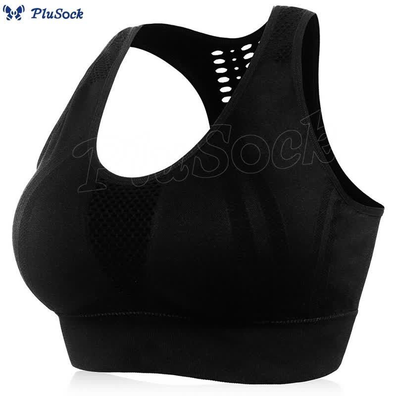 Plus Size Hollow Back See-through Sports Wireless Bra