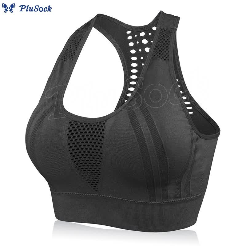 Plus Size Hollow Back See-through Sports Wireless Bra