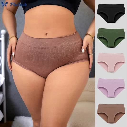 Plus Size Pure Color Breathable Seamless Panty(3 Packs)