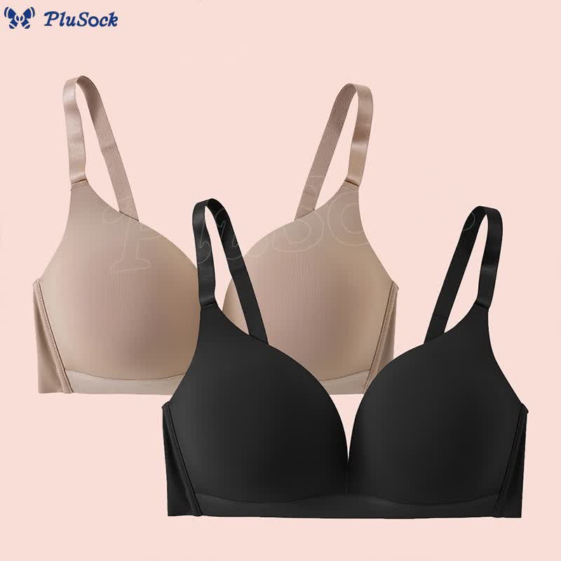 Plus Size Solid Color Push Up Wireless Bra