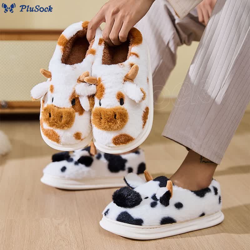 Plus Size Cartoon Cow Slippers