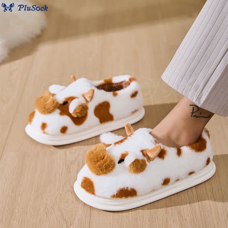 Plus Size Cartoon Cow Slippers