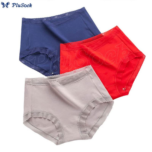 Plus Size Simple High Waist Cotton Panty(3 Packs)